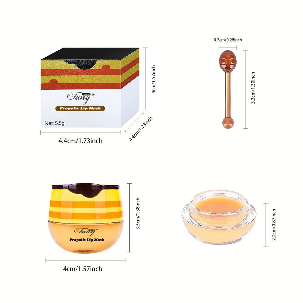 Lip Balm Honey Pot Set 8PCS – Propolis Moisturizing Honey Lip Mask with Applicator Stick, Deep Hydration & Repair for Dry Chapped Lips, Nourishing Lip Care Treatment