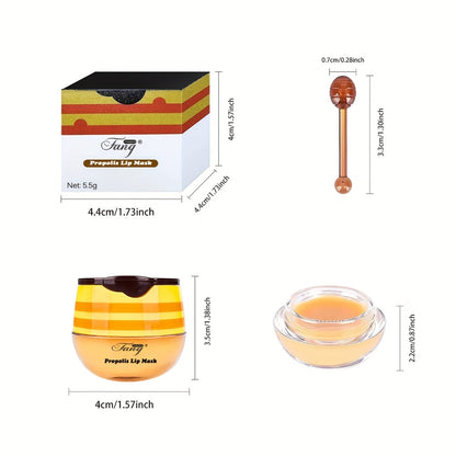 Lip Balm Honey Pot Set 8PCS – Propolis Moisturizing Honey Lip Mask with Applicator Stick, Deep Hydration & Repair for Dry Chapped Lips, Nourishing Lip Care Treatment