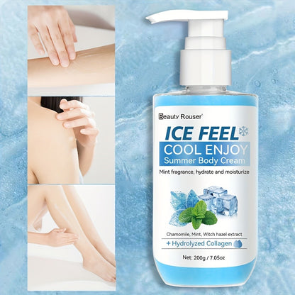 Cooling Body Cream with Mint Extract & Hydrolyzed Collagen - Hydrating Moisturizer for Dry Rough Skin Non-Greasy Lightweight Hypoallergenic Formula for All Skin Types Unisex