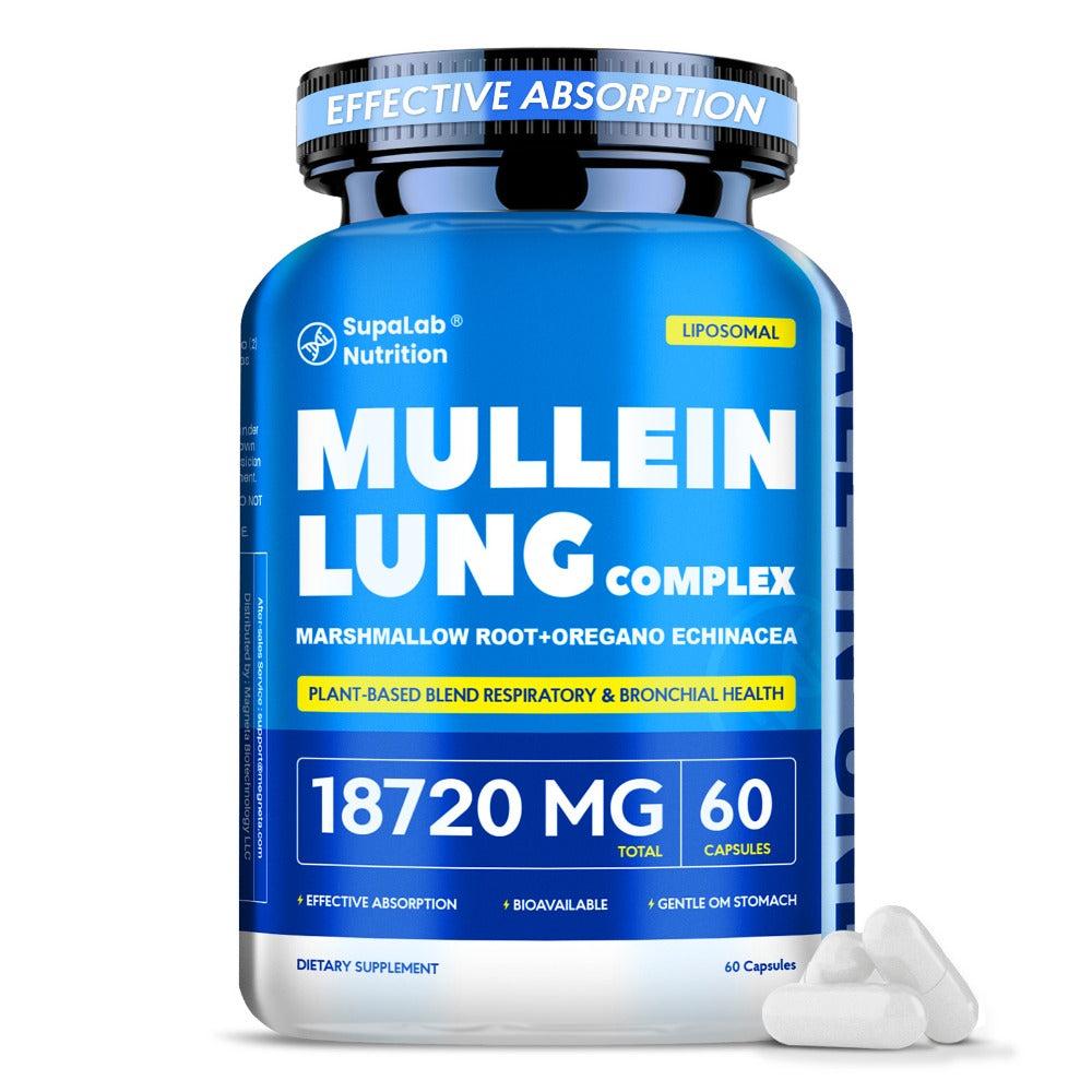 Lung Health And Respiratory Wellness, 12000Mg Mullein Leaf with Quercetin for Bronchial, Breath, Immune Health, Breathing Ease And Seasonal Comfort, 60 Capsules