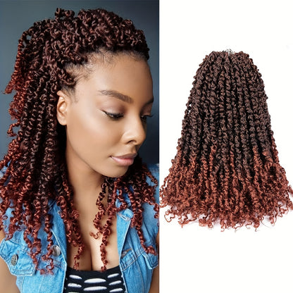 Passion Twist Crochet Hair 8 Packs Pre-Twisted Pre-Looped Curly Ends Bohemian Short Twist Braids Women 8-12 Inch 1B Natural Black Honey Blonde Auburn Burgundy Copper