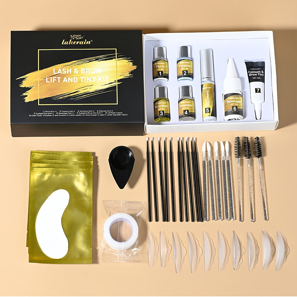 [Lash & Brow Kit] Lakerain Lash And Brow Lift And Tint Kit, Brow Lamination Kit, Eyelash Perm, Salon Or Home Use, Long-Lasting, Easy To Use, Tint Dye Kit, Eyelash And Brow Fuller-Looking