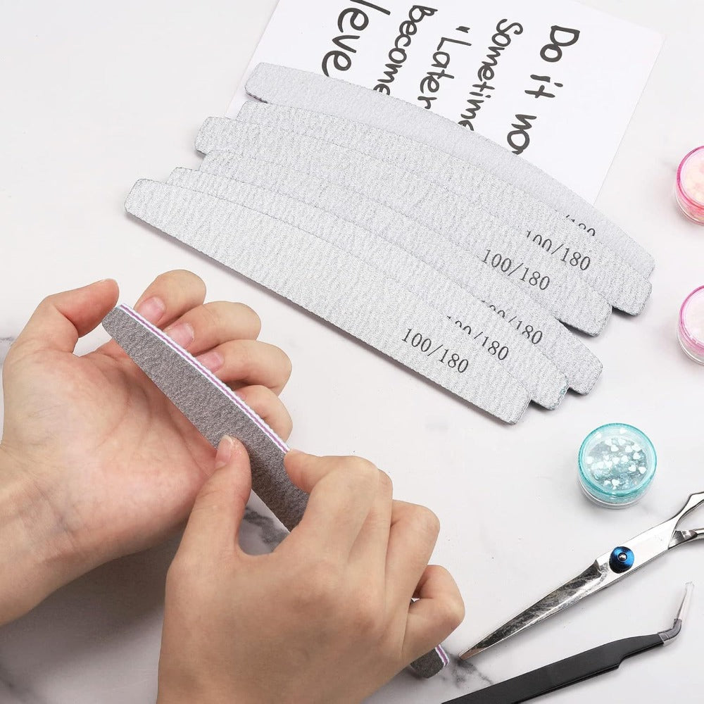 20/35pcs Professional Nail Files & Buffers - Heavy//Dusk/Dinner Bell (100/180 Grit) Double-Sided Sanding Boards, Reusable Polishable Blocks for Manicure, Pedicure - Suitable for & Salon Use, Non-Removable Abrasive Faces