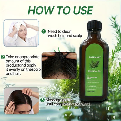 Rosemary Hair Oil Spray with Biotin, Argan Oil & Batana Essential Oil — Deep Moisturizing, Scalp Nourishing, Damage Repair, Shine Enhancing for Dry Damaged Hair, All Hair Types, Unisex, 2 & 3 Pack