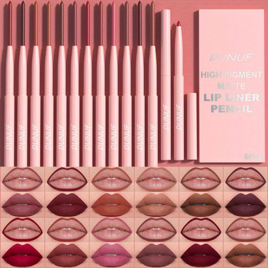 [Perfect Holiday Gift] 12pcs Matte Lip Liner And Lipstick Set Is Waterproof, Long-Lasting, And Easy To Apply. A Perfect Holiday Gift For Women Cosmetic