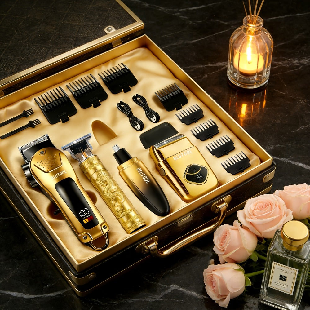 Men's Grooming Set Hair Clipper & Electric Shaver USB Rechargeable Cordless LED Display - Precision Grooming Kit Gift for Dad Husband Boyfriend
