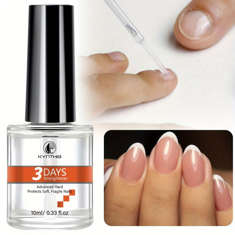Nail Strengthener with 3 Days Strengthens & Protects Nail Care, Nail Strengthener with Vitamin, Prevents Breakage & Dryness, Alcohol-Free, for Soft & Thin Nails, Stops Peeling And Chipping, 0.34oz/0. 33fl. oz