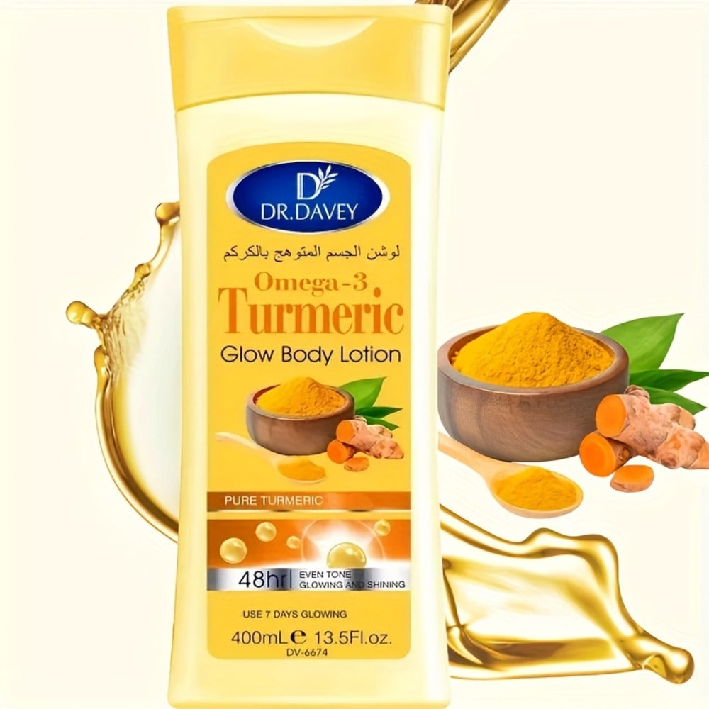 13.5oz Turmeric Body Lotion for Adults - Alcohol-Free Moisturizing Glow Formula with Turmeric Extract, Long-Lasting Hydration for dry & oily Light Beige, Unisex for all Beige Tones &  Light Beige Care, Full-Body Hydration Lotion