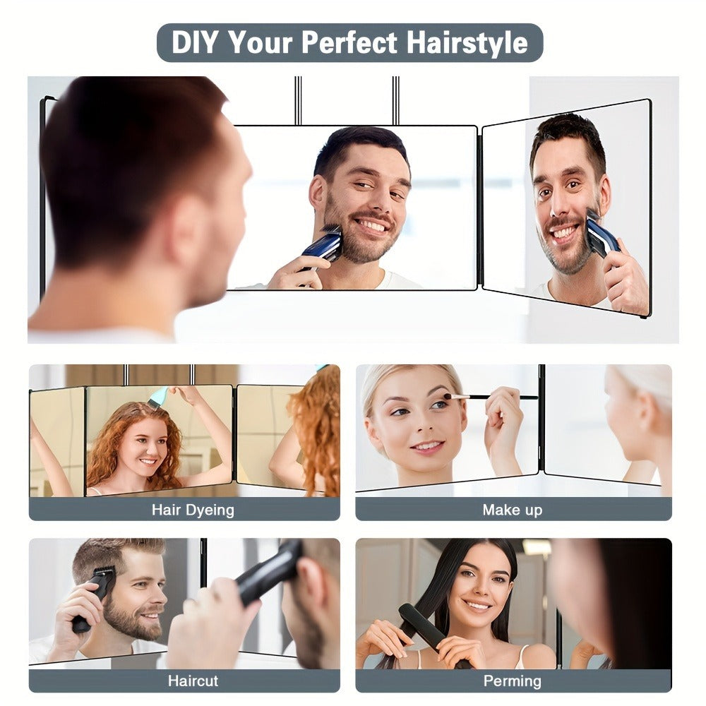 3 Way Mirror for Self Hair Cutting 360 Viewing Angle Self Hair Cutting Mirror, Clear Anti-Fog HD Glass, for Makeup tools Valentine's Day Gifts