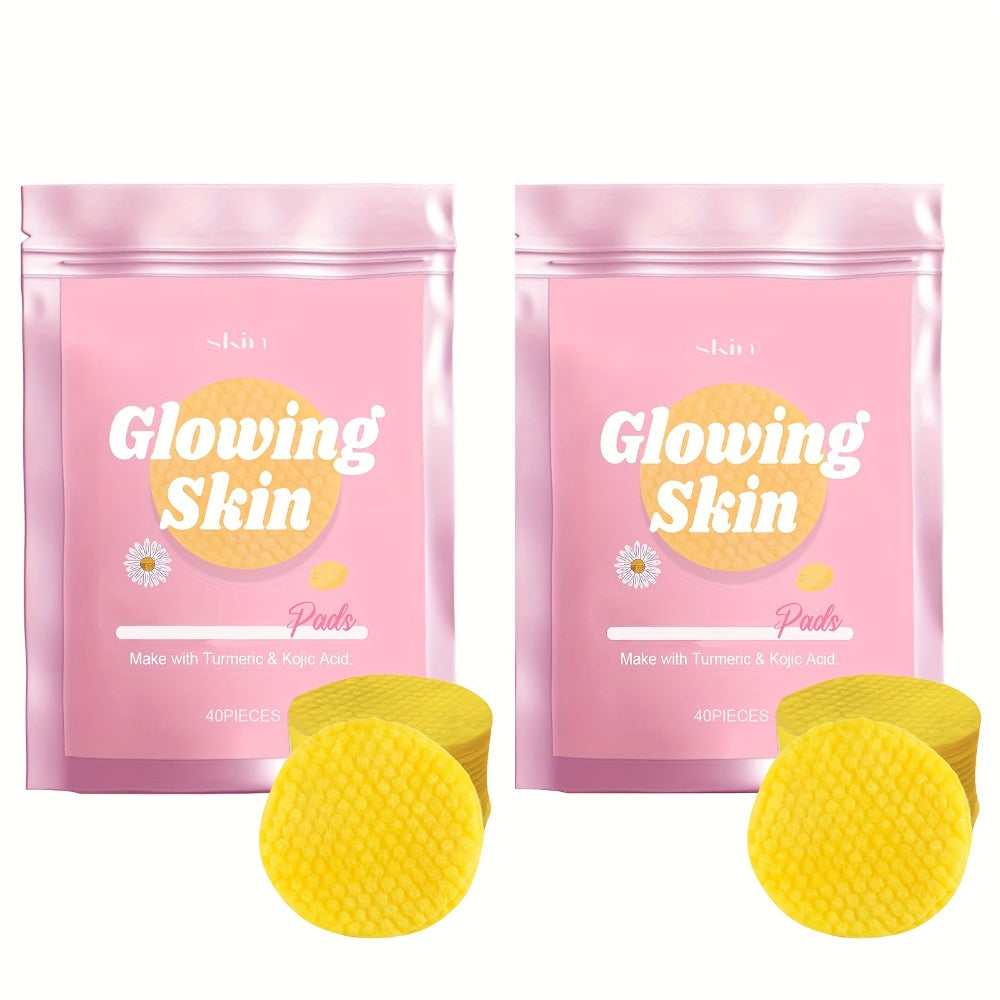 40/80pcs Turmeric & Kojic Acid Facial Cleansing Pads, Easy For Travel And Business Trips, Mild And Non-irritating, Suitable For All Skin Types, Birthday Easter'S & Mother'S Day Gifts
