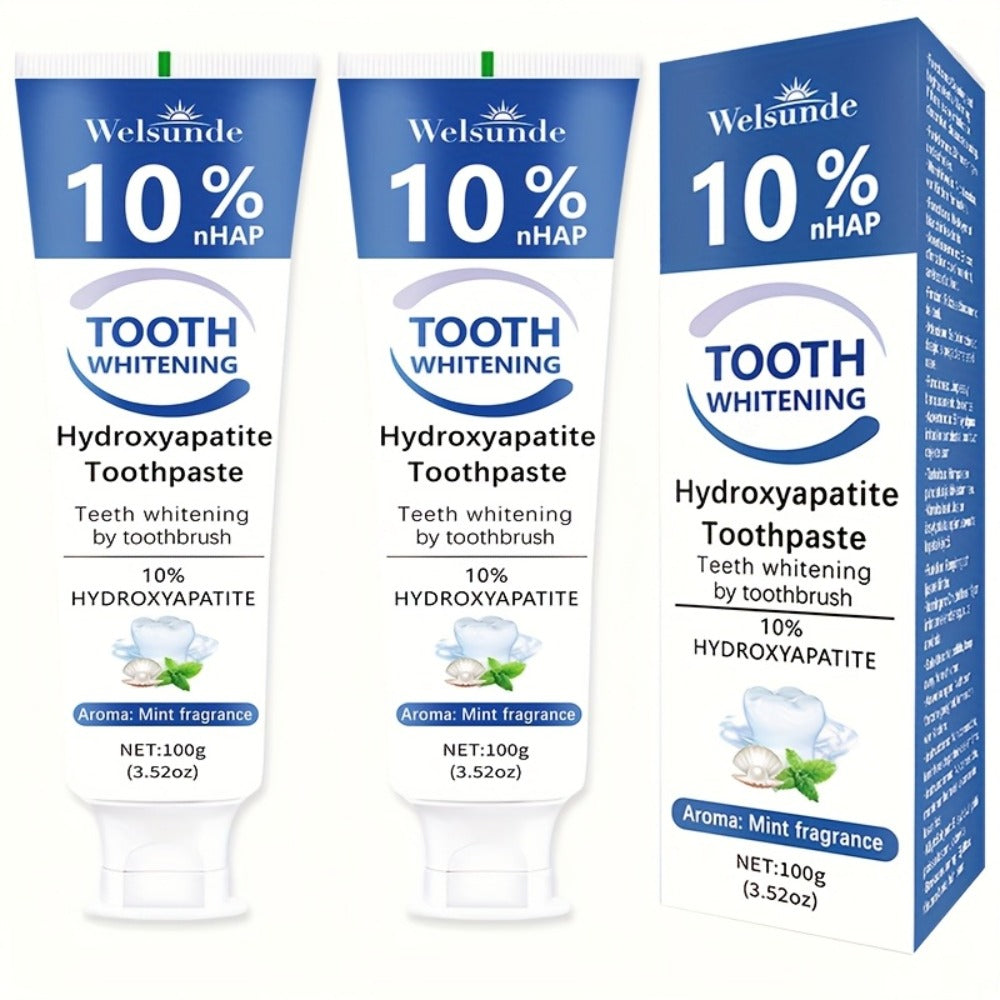 2pcs 10% Hydroxyapatite Toothpaste for Deep Cleaning & Brighter Smile, Hydroxyapatite Toothpaste - European Formula with Minty Fresh Breath, Gentle on Gums, Ideal Oral Hygiene Gift for Women & Men, suitable for everyday, Dental Care, Refreshing