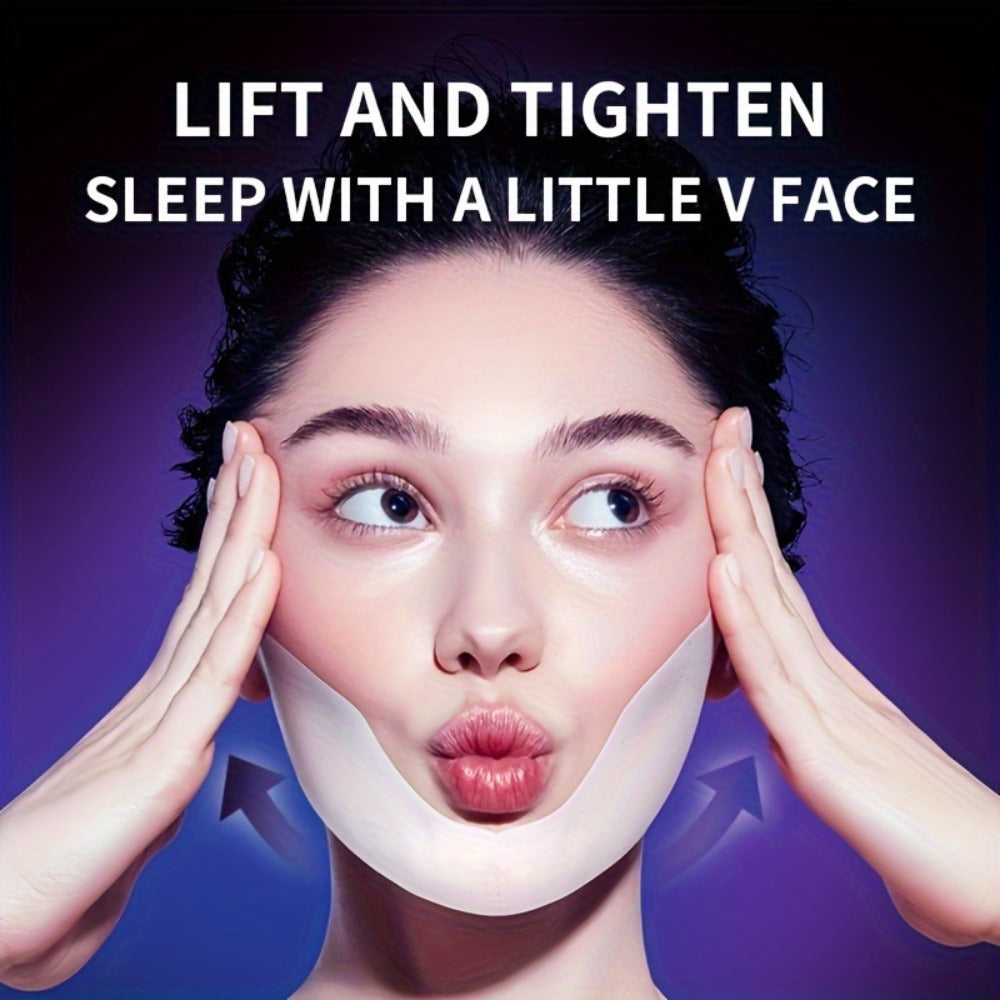 ILISYA V Shaped Double Chin Gel Mask 7pcs, V Line Chin Lifting Strap, Toning Hydrogel Collagen Face Mask with Hyaluronate And Coffee Extract, Firming Tightening Skin Chin Up Sculpting Tape, Neck Jawline Lift Belt