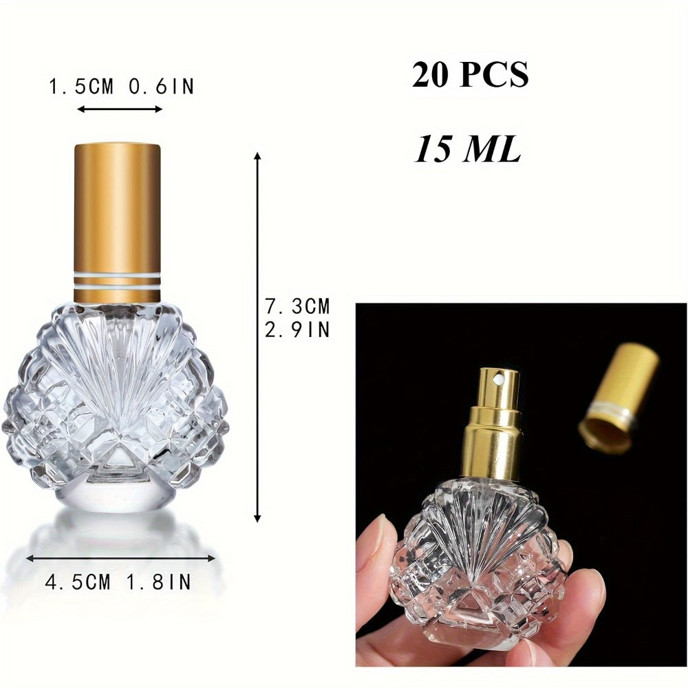 20pcs 0.51oz Glass Perfume Bottles, Empty Atomizer Refillable Glass Spray Bottle with 5 Funnels, 5 Pipettes Dispensers, Portable Fragrance Bottle for Travel