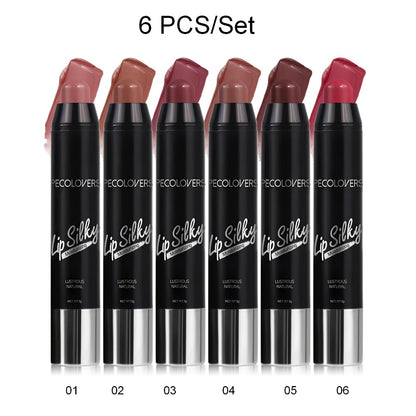 Waterproof Lipstick Set 6pcs — Long-Lasting High Pigment Lip Color with Moisturizing Balm, Red Shades for All Skin Tones, Perfect for Daily & Special Occasion Makeup