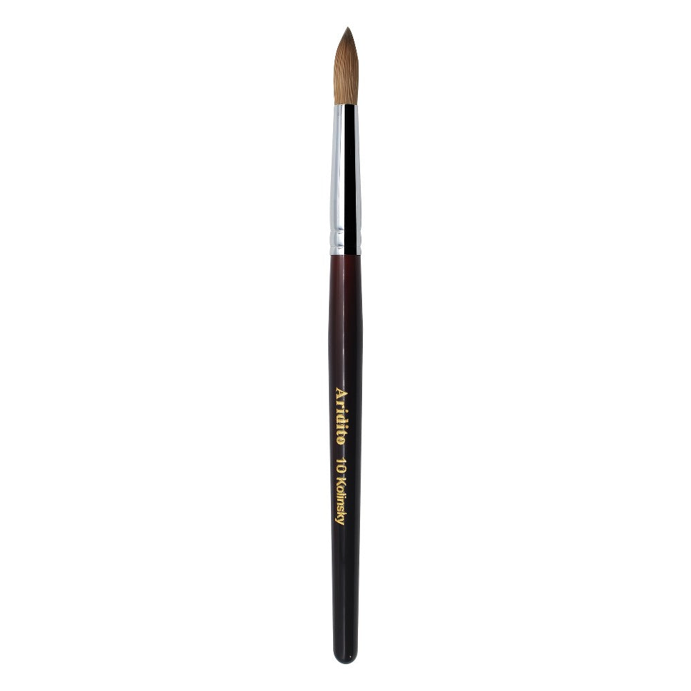 Aridito Round Head Kolinsky Acrylic Nail Art Brush Red Wine Color Wooden Handle for Professional Manicure Home Salon (Size 8 10 12 14)