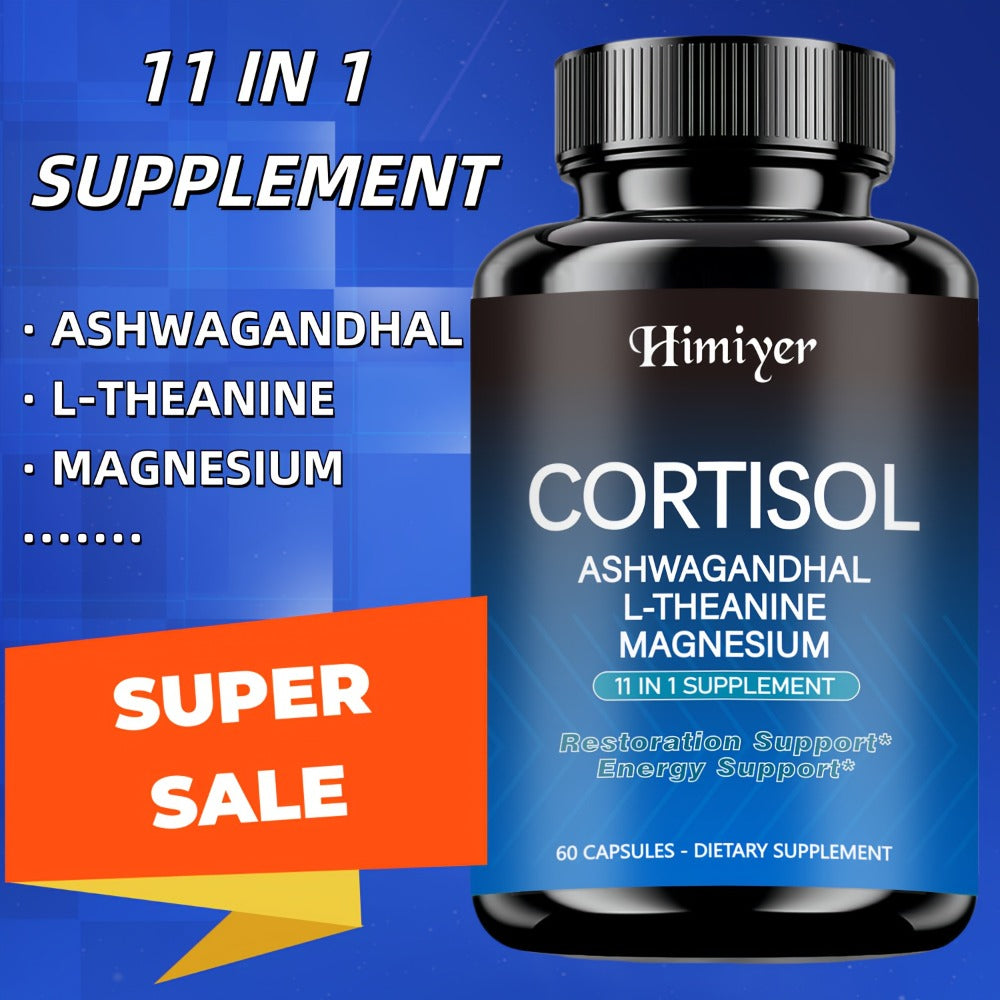 [magic Of Dark Blue]Cortisol&Energy, Restful Sleep & Mood Enhancement with Rhodiola Rosea, Ashwagandha, L-Theanine & Magnesium 60 Capsules