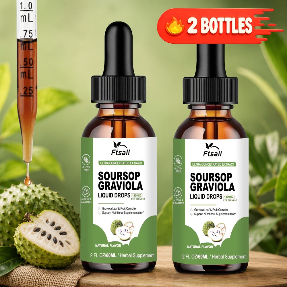 Ftsall Soursop Bitters 1800mg High Absorption Soursop Graviola Liquid Drops Gluten Free 2fl.oz Soursop Leaf Drops