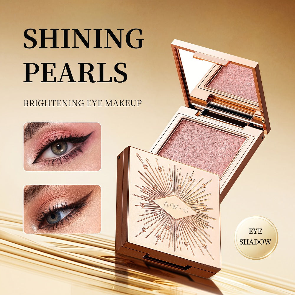 Shimmer Eyeshadow Palette 5 Shades Waterproof Creamy Glowing Formula with Built-in Mirror Luxury Packaging Radiant Finish Eye Makeup Gift Women