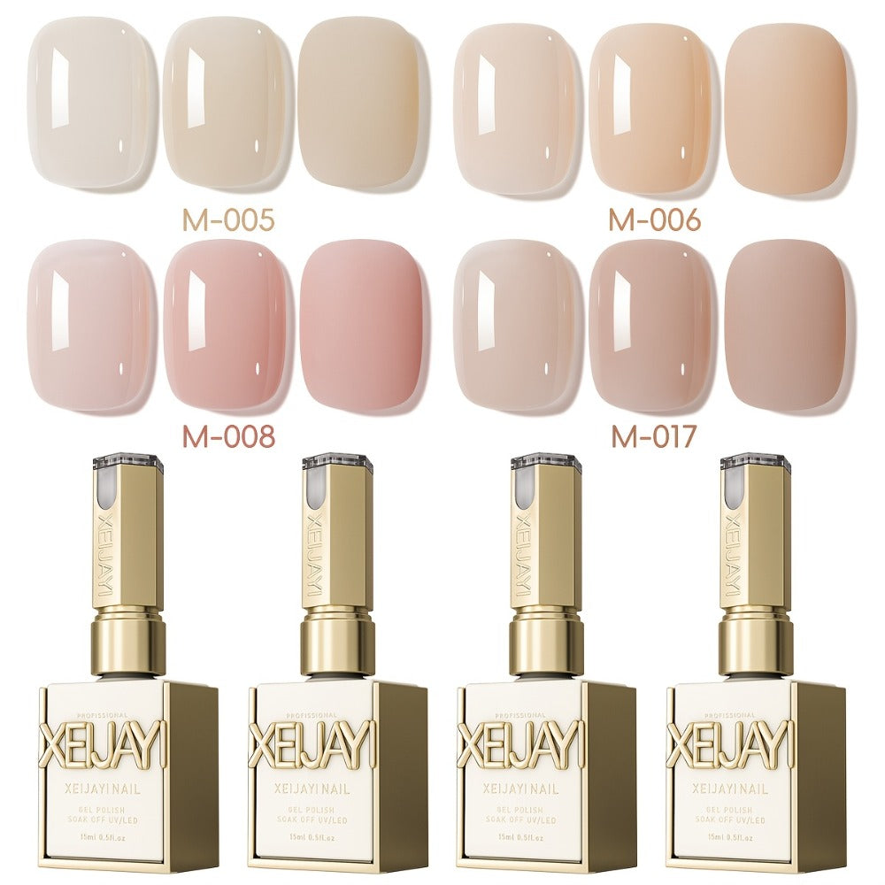 XEIJAYI Frame Bottle Nude Color 4pcs/set---Nail Gel New Arrival Nude Color Pink Nail Polish Gel 4pcs Set LED Gel High Saturation Long Lasting Firmness Does Not Damage Nails Home Salon Nail Salon Essential Salon Gel