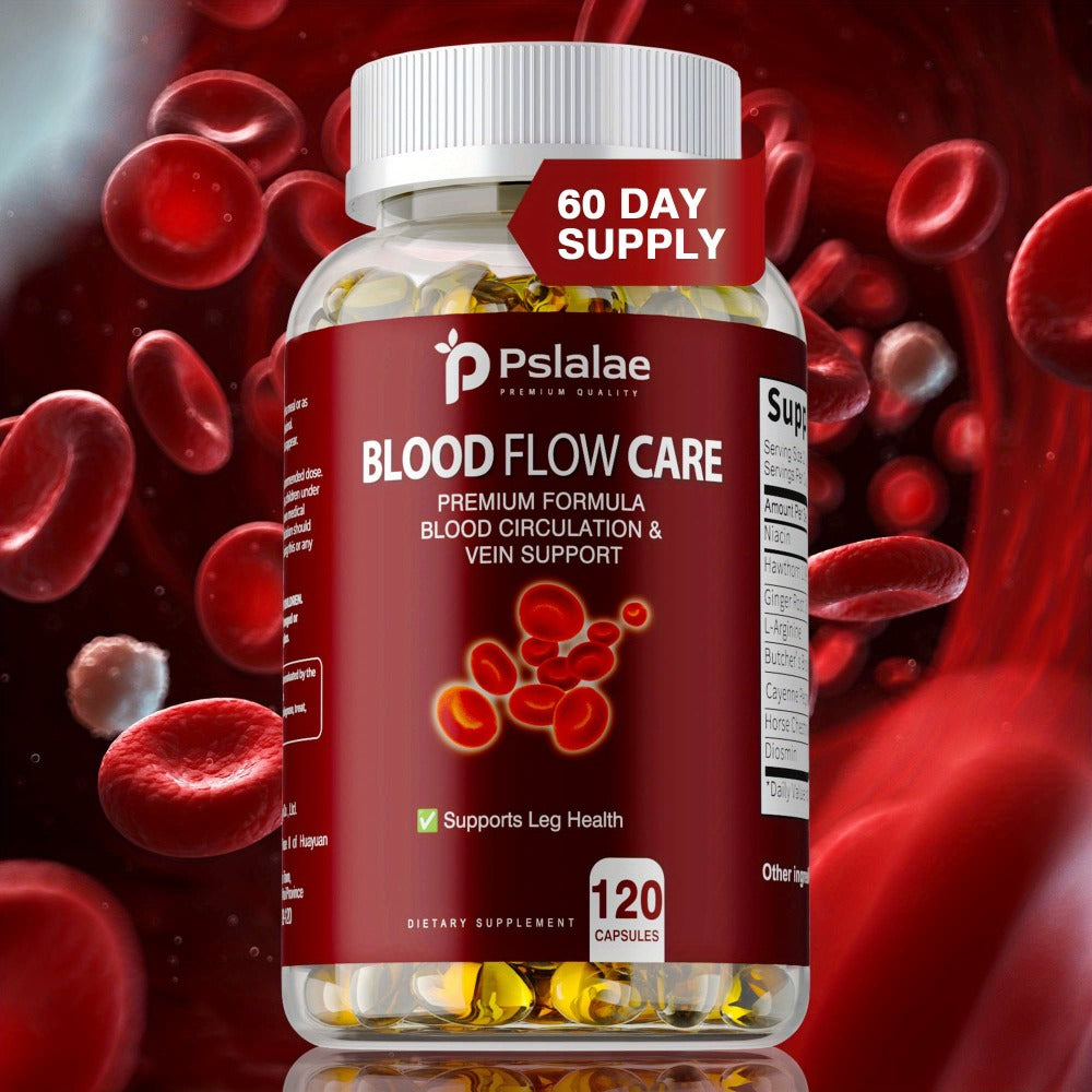 Blood Flow Care - Niacin, Hawthorn, Ginger Root, Support Leg Health, Supports Heart Health - 120pcs