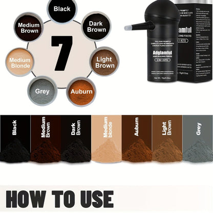 Hair Building Fibers 2-in-1 Kit 15g - 1-Second Adsorption Natural Invisible Thinning Hair Concealer | Covers Gray | For Men & Women | 4 Shades