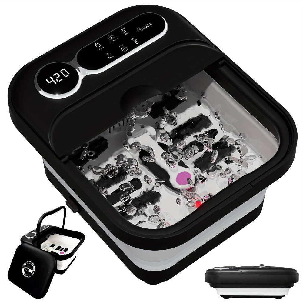 Collapsible Foot Spa And Massager With Heater And Temperature Control, Foot Bath Bowl With Bubbles, Six Massage Rollers, Vibration And Red Light, Foot Soak. Best Mothers Day Gifts