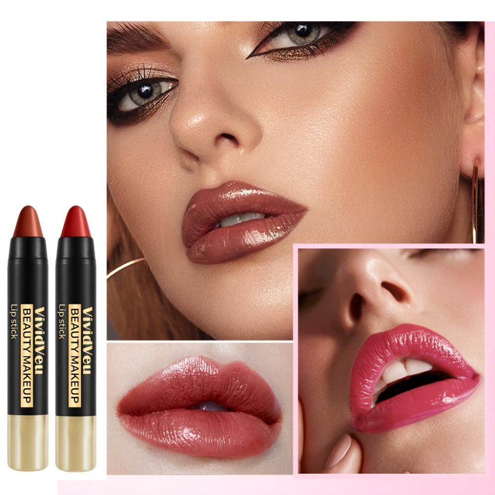 Matte Lipstick Set 6pcs Creamy Long Lasting Waterproof Non-Stick Automatic Lipstick Pen Bullet Lip Color Gift for Women
