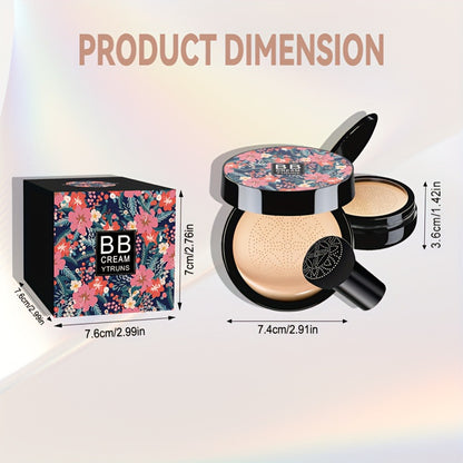 Air Cushion Foundation Full Coverage Moisturizing Lightweight Long-Wear Natural Radiant Finish Mushroom Sponge Applicator for All Skin Types