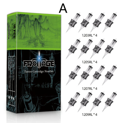 Tattoo Cartridge Needles 16pcs Froinage Mixed Models High Transparency Tips Secure Assembly Adjustable Threading Sterile Disposable for Tattoo Pen Machine Artists Beginners