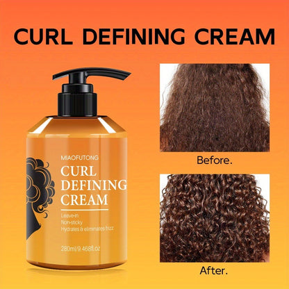 Curl Defining Cream – Argan Oil Hydrating Styling Conditioner for All Hair Types, Frizz Control, Moisture Lock, Enhances Shine & Boosts Volume, 280ml / 9.47oz