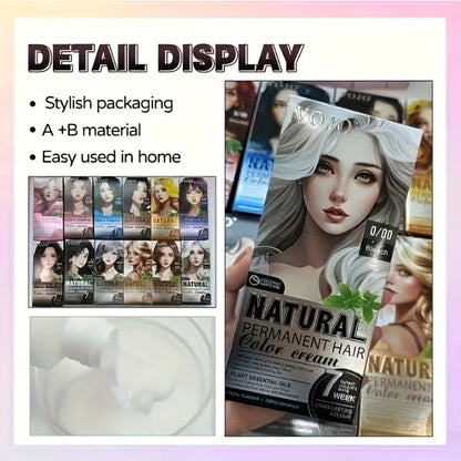 Hair Dye Kit Permanent Hair Color Cream with Developer & Applicator Tools - 12 Vibrant Shades Bleach Blonde Ash Grey Blue Brown Purple Pink Red Golden Black Long-Lasting At-Home Coloring Set
