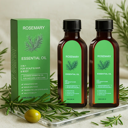 Rosemary Hair Oil Spray with Biotin, Argan Oil & Batana Essential Oil — Deep Moisturizing, Scalp Nourishing, Damage Repair, Shine Enhancing for Dry Damaged Hair, All Hair Types, Unisex, 2 & 3 Pack