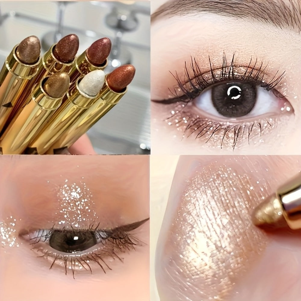 Eyeshadow Stick 6pcs Shimmer Double Head Highlighter Pen One Touch Application Luminous Eye Makeup - Plant-Based Squalane Formula for Beginners & Beauty Lovers