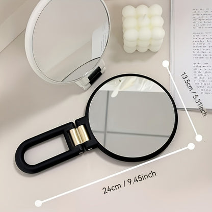 50X Magnifying Makeup Mirror Double Sided Handheld, 1X/50X Zoom Portable Compact Mirror with 360° Rotating Handle, Desktop Hanging & Hand Held Use — Black & White