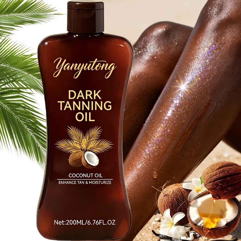 Tanning Oil 200ml - Moisturizing Sun Tan Body Oil for Deep Golden Tan, Nourishing Summer Skin Care for All Skin Types, Men & Women Beach Tanning Essentials