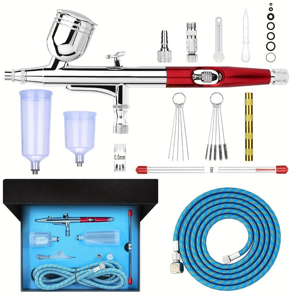 Airbrush Kit - Airbrush Gun Set Dual-Action Gravity Feed with 0.3 And 0.5Mm Needle Sets - Air Brush Set with 7CC 20Cc 40Cc Replacement Cups for Nails Model Painting Cake Tattoo Makeup