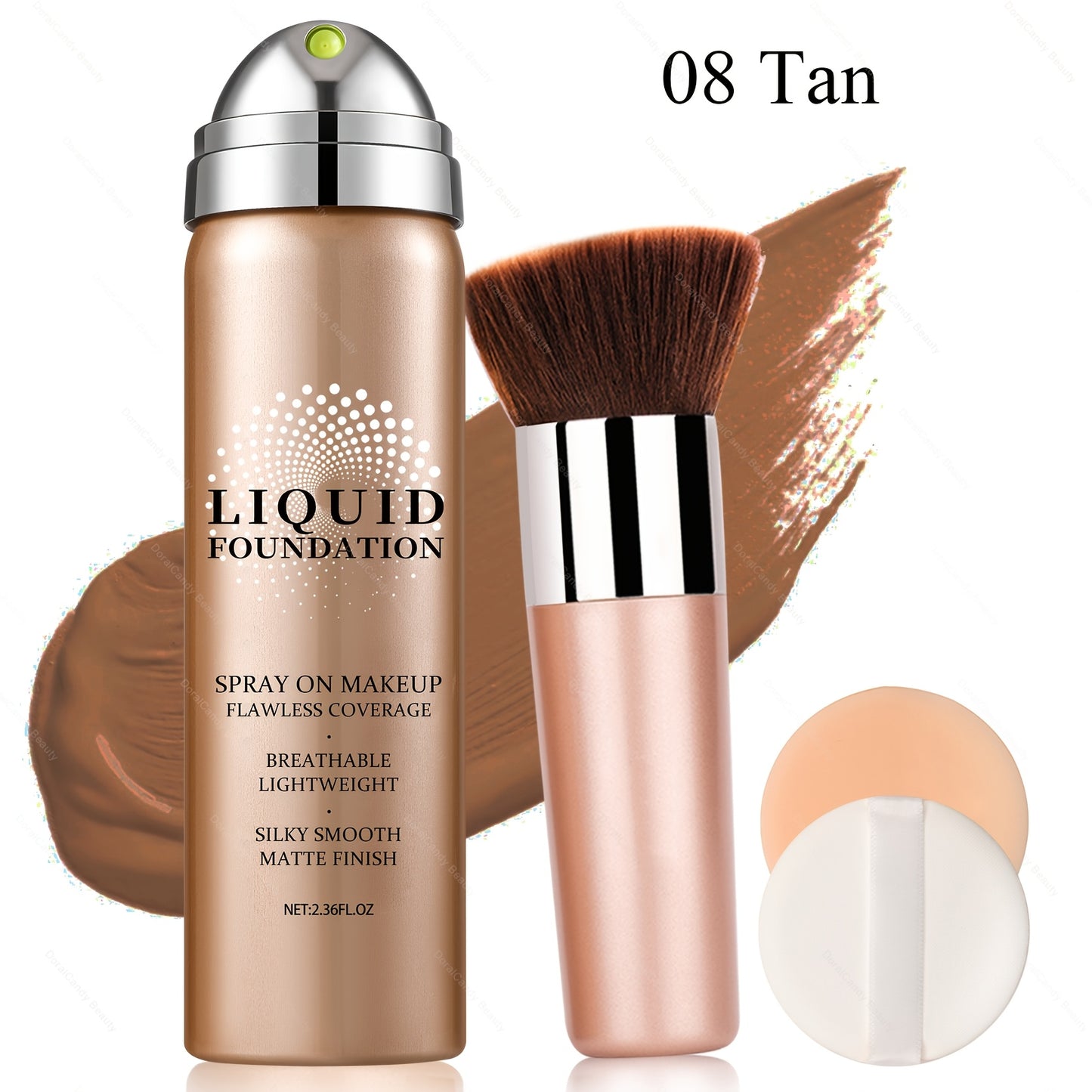 Liquid Foundation Airspray Kit — Full Coverage & Long-Lasting Finish | 6 Shades | Natural Beige Nude Porcelain Tan Medium | Daily & Party Makeup