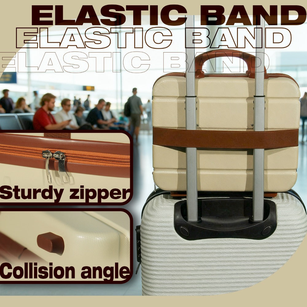 Portable Makeup Travel Case Hand Luggage, Pressure-proof Carrying Makeup Case Suitcase with Elastic Band, Small Hard Shell Cosmetic Case for Travel Camping.The Choice for Elegant Women