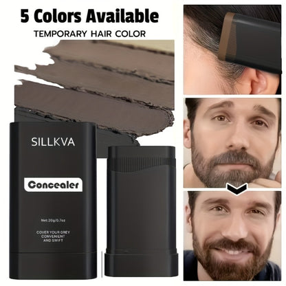 Hair & Beard Color Concealer Comb with Fine Teeth | Waterproof Gray Root Touch-Up & Mustache Coloring | 5 Colors | Precise Application 0.7oz | 2-Pack