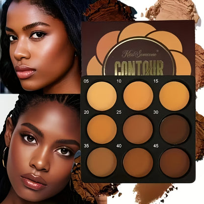 Contour Palette 9 Colors — Matte Face Contouring & Bronzer Kit, Deep Brown Tones, Multi-Functional Professional Makeup for All Skin Tones, Daily, Party & Date Looks, Ideal Holiday Gift