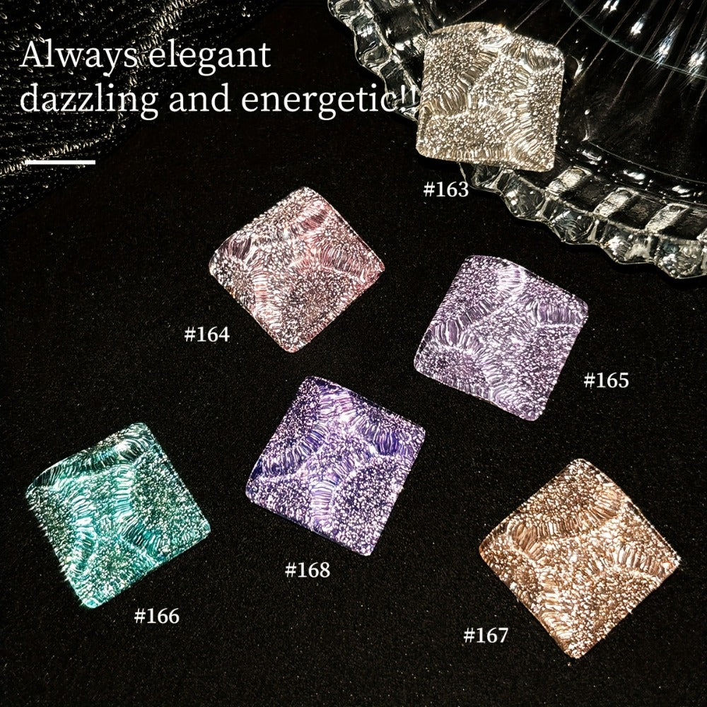 XEIJAYI Sparkling Diamond Gel Nail Polish Set - 6 Colors, Glittery & Shiny End, Long-Lasting Salon-Quality Manicure, No Alcohol, Perfect for Stylish Nail Art Designs, Nail Art Accessorie