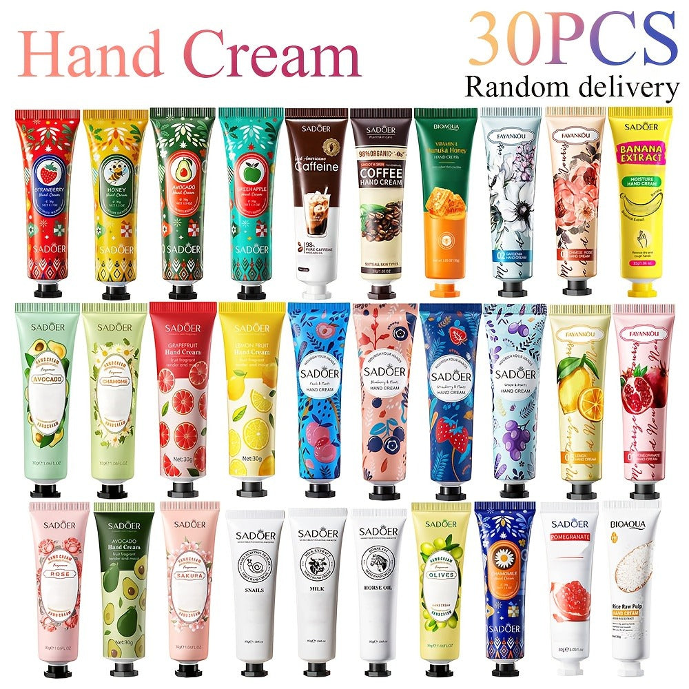 30pcs Of 30g/ 1.06 Mini Body Cream for Winter Moisturizing, Dry And Non-greasy, Easy to Carry for Travel, Ideal for Winter, 30 Flavors Are Shipped Randomly. It Is An Ideal Gift for Girlfriends And Family,working hands cream,hand lotion travel size