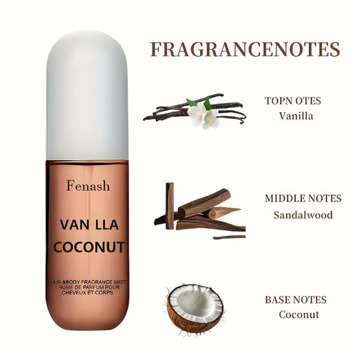 1.7oz Tropical Coconut & Vanilla Beach Perfume Spray - Long-Lasting 10-20% Perfume Concentration, -Based Scent with Coconut Oil-like Freshness, Travel-Friendly Liquid Fragrance for &, Pool, Vacation, Summer Scent (No