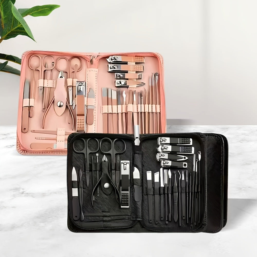 9/18/30/60pcs Manicure Set | Gradient Purple-Blue, Black, Pink, Dark Green Options | Professional Nail Clipper & Pedicure Kit | Portable Travel Grooming Tools For Cuticle Trimming & Nail Care | Ideal Valentine'S Day & Spring Festival Gift For Her