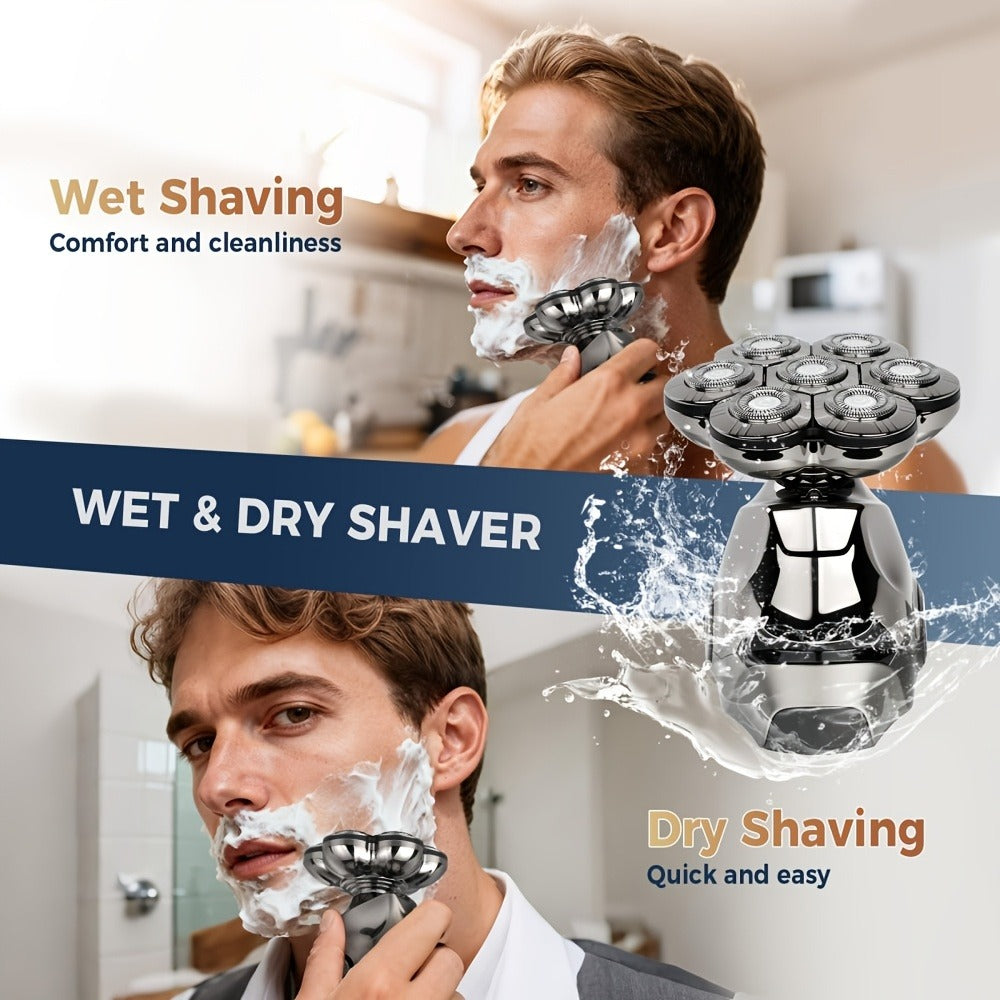 Rotary Shaver for Men 8D Wet Dry Electric Head Shaver IPX5 Waterproof LED Digital Display Beard Nose Hair Trimmer Multi-Function Kit WK5810 ZN6100 Replacement Blades