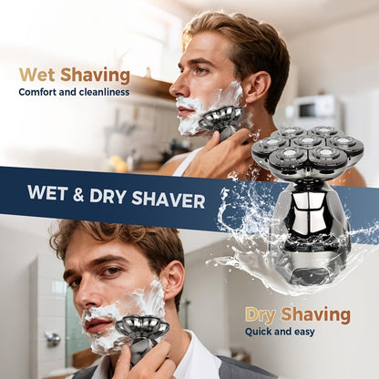 Rotary Shaver for Men 8D Wet Dry Electric Head Shaver IPX5 Waterproof LED Digital Display Beard Nose Hair Trimmer Multi-Function Kit WK5810 ZN6100 Replacement Blades