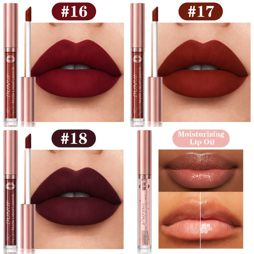 Lip Makeup Set 12pcs — Lipstick, Lip Gloss & Lip Oil, Matte & Glass Lips, Waterproof Long-Lasting Berry Shades, Moisturizing Non-Greasy Formula, Perfect Holiday Gift