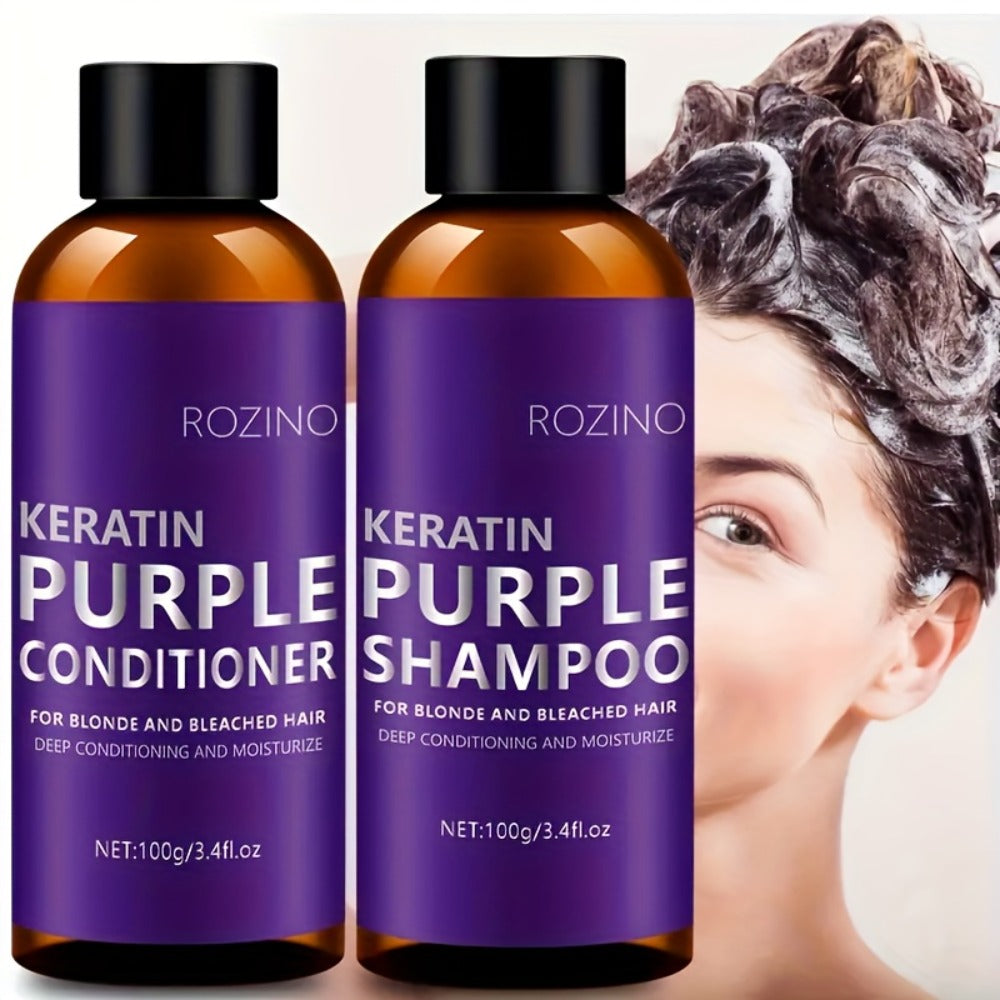 Purple Shampoo and Conditioner Set 2pcs - Toning, Deep Cleansing & Moisturizing for Blonde, Silver & All Hair Types | Strengthens Hair, Prevents Breakage & Split Ends