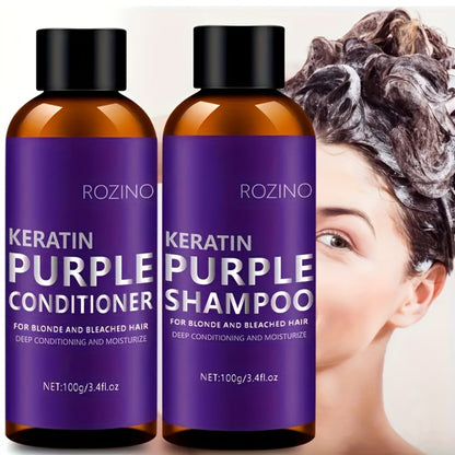 Purple Shampoo and Conditioner Set 2pcs - Toning, Deep Cleansing & Moisturizing for Blonde, Silver & All Hair Types | Strengthens Hair, Prevents Breakage & Split Ends