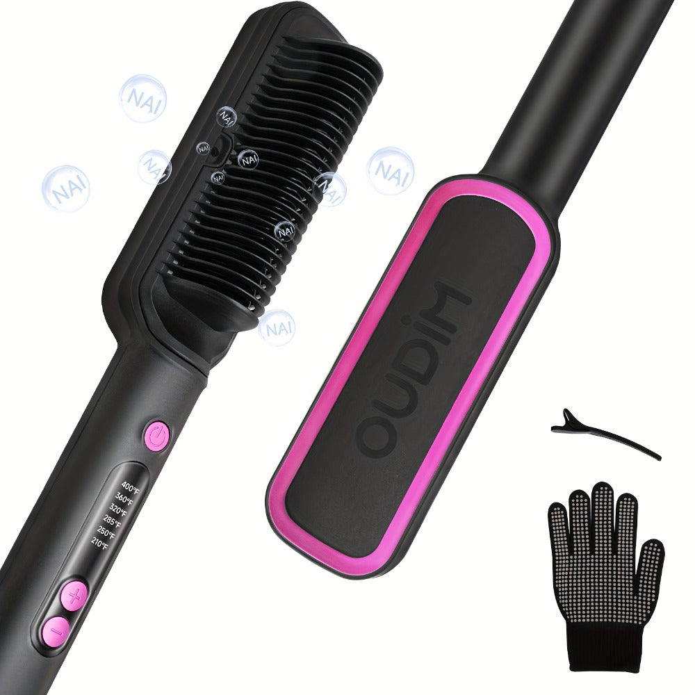 Hair Straightener Brush, Ionic Hair Straightening Brush Flat Iron For Women, Anti-Scald Straightening Comb For Home Salon, Precise Temperature Control, Auto Shuts Off, Holiday Essentials, Gifts For Mother'S Day, Girl Stuff, Wow Hair Products